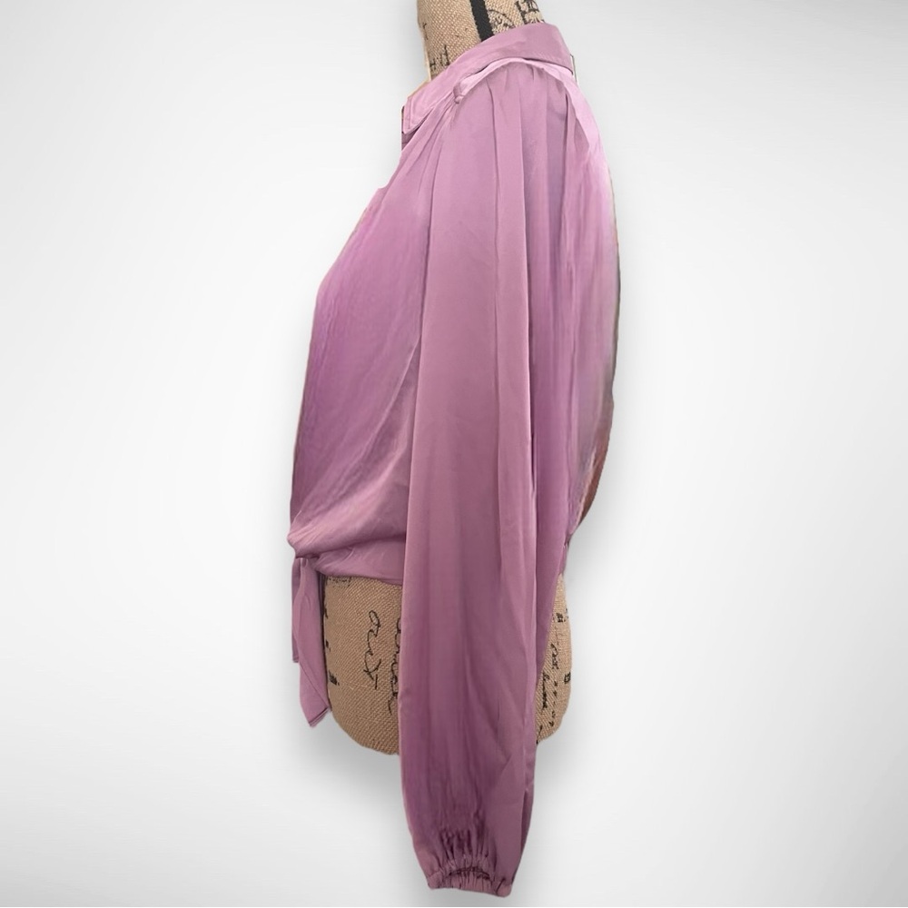 JOIE Women's Satin Purple Long Sleeve Button Down Tie Front Blouse | Small | NWT - Picture 4 of 10